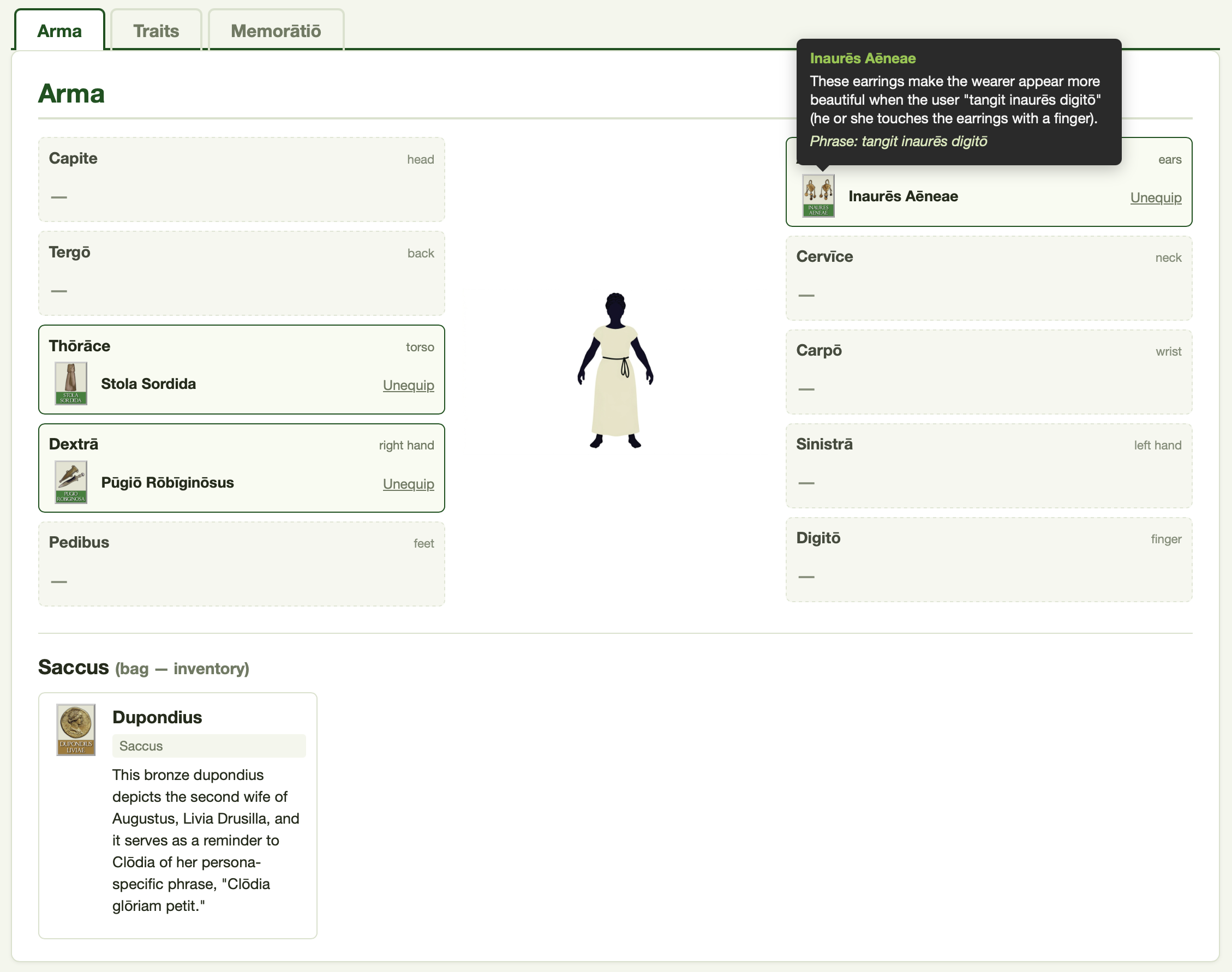 Character sheet Arma tab